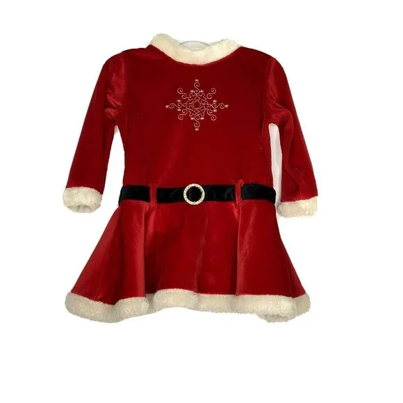 unbranded | Dresses | Toddler Girls Size 8 Months Red Velour Santa Dress W  Faux Fur Trim Christmas | Poshmark